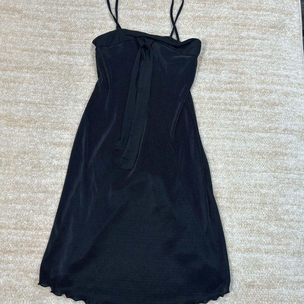 Funhouse Womens Dress Medium Black Spaghetti Strap Ribbed Midi Boho Chic